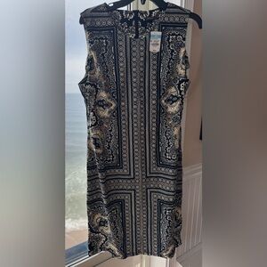 J. McLaughlin Black and Gold Patterned Dress